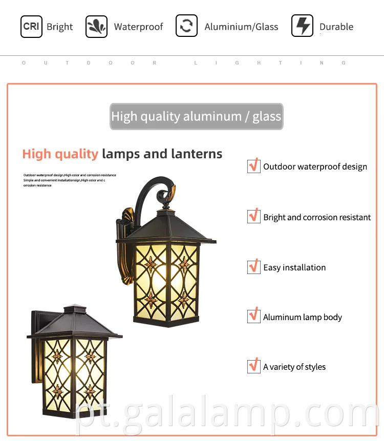 Luz de parede liderada ao ar livre europeias elegantes para casas elegantes